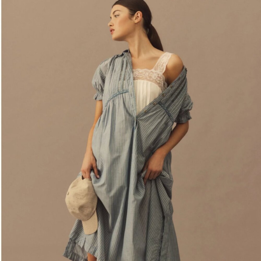 Pilcro Flowy Puff-Sleeve Shirtdress
